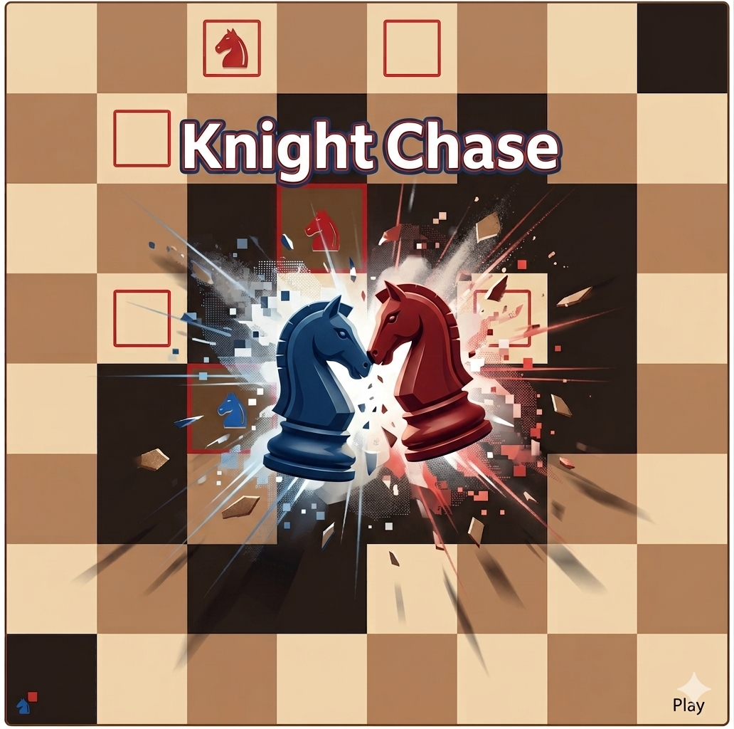 Knight Chase — two knights clashing on a chess board